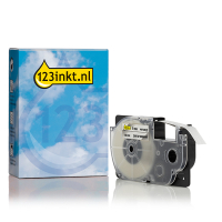 Casio XR-9GX | svart text - transparent märkband | 9mm (varumärket 123ink) 056406