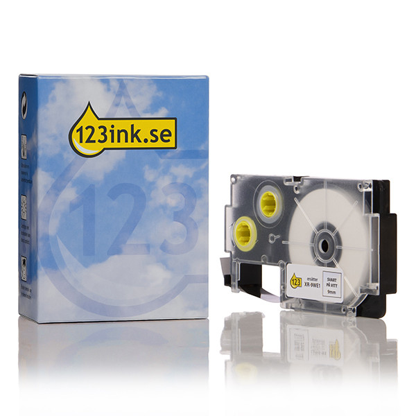 Casio XR-9WE1 | svart text - vit märkband | 9 mm (varumärket 123ink) 056239 - 1