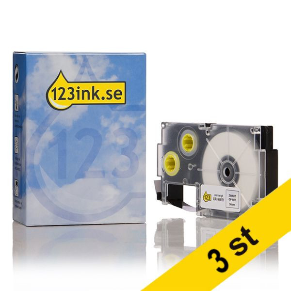 Casio XR-9WE1 | svart text - vit märkband | 9mm (varumärket 123ink) 3st 056240 - 1