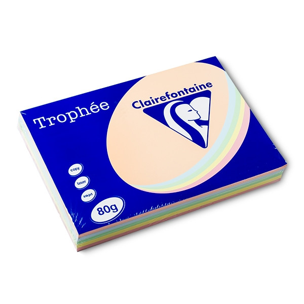 Clairefontaine 80g A3 papper | laxrosa/grön/kanariegul/rosa | Clairefontaine | 100 ark | x5 1707C 250294 - 1