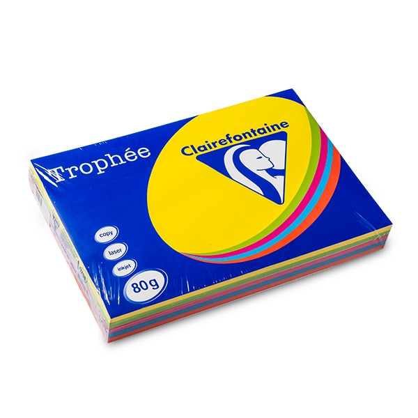 Clairefontaine 80g A3 papper | neongul/grön/orange/blå/rosa | Clairefontaine | 100 ark | x5 1708C 250295 - 1