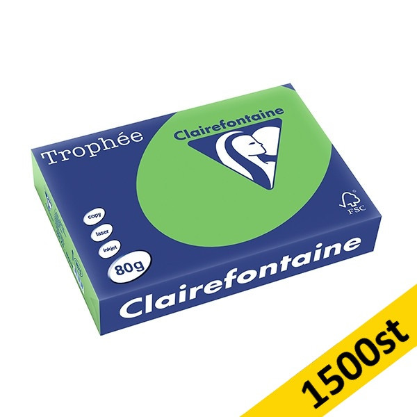 80g A4 papper | gräsgrön | Clairefontaine 1875PC | 1,500 ark [7.5kg] 340031 - 1