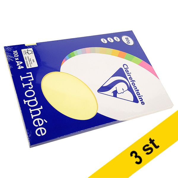80g A4 papper | gul | Clairefontaine 4107C | 300 ark 340038 - 1