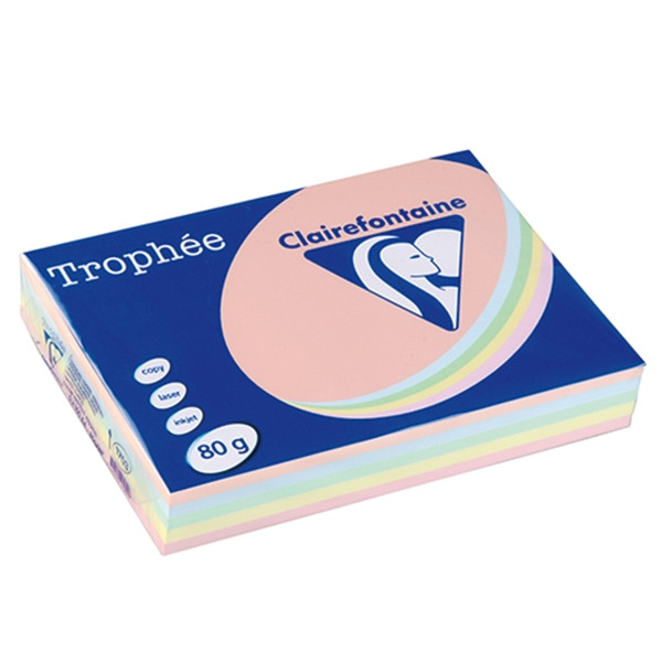 80g A4 papper | laxrosa/blå/grön/gul/rosa | Clairefontaine 1703 | 500 ark 250005 - 1