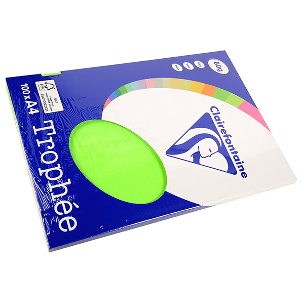 Clairefontaine 80g A4 papper | neongrön | 100 ark | Clairefontaine 4128C 250015 - 1