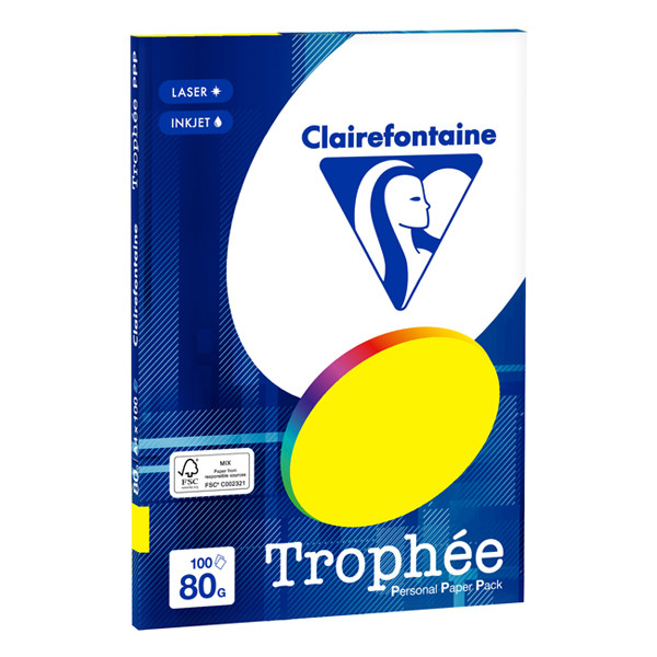 Clairefontaine 80g A4 papper | neongul | 100 ark | Clairefontaine 4127C 250014 - 1