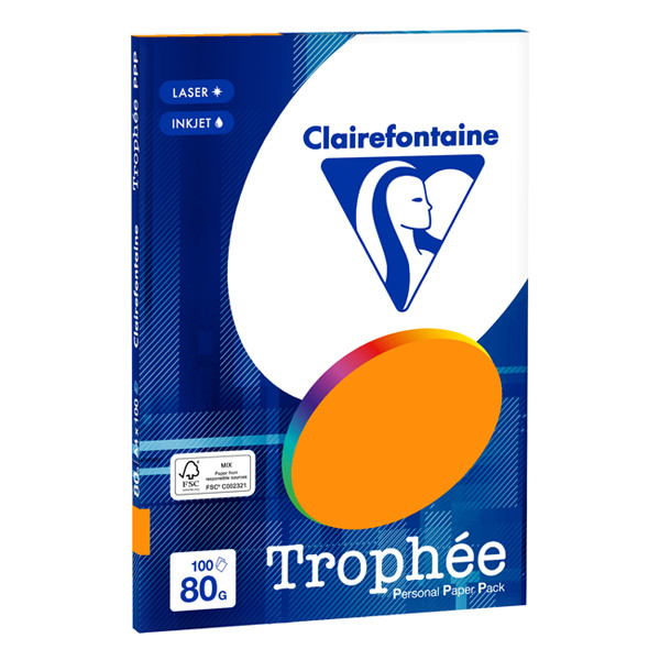 Clairefontaine 80g A4 papper | neonorange | 100 ark | Clairefontaine 4129C 250016 - 1