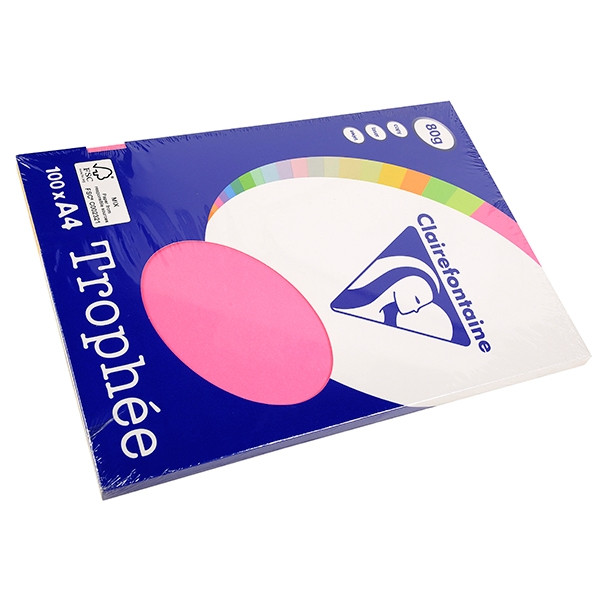 Clairefontaine 80g A4 papper | neonrosa/gul/grön/orange | 25 ark x 4 | Clairefontaine 4120C 250017 - 1