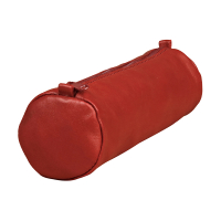 Pennfodral stort runt | rött läder | 21 x 6cm | Clairefontaine Age