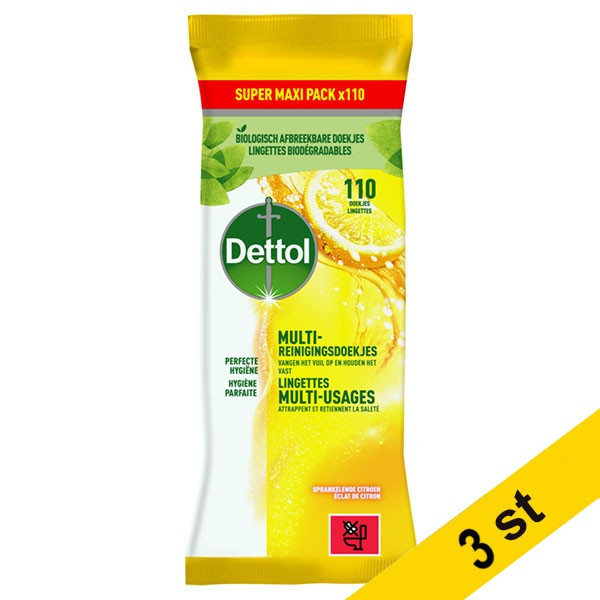 Rengöringsservetter 110/fp | Dettol Power & Fresh Lemon | 3st SDE01068 - 1