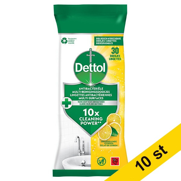 Rengöringsservetter 30/fp | Dettol Lemon | 10st SDE01134 - 1