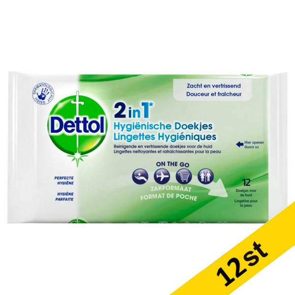 Våtservetter 12st | Dettol 2-i-1 | 12st SDE00082 - 1