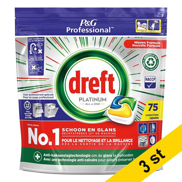 Dreft Diskmaskinstabletter 75st | Dreft Professional All-in-1 Platinum Citron | 3st  SDR06144 - 1