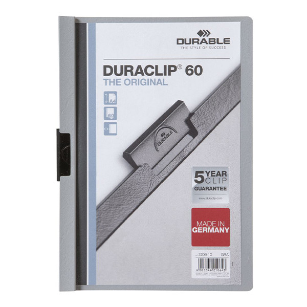 Klämmapp A4 | Durable Duraclip | grå | 60ark 310145 - 1