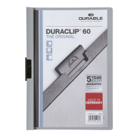 Klämmapp A4 | Durable Duraclip | grå | 60ark 310145