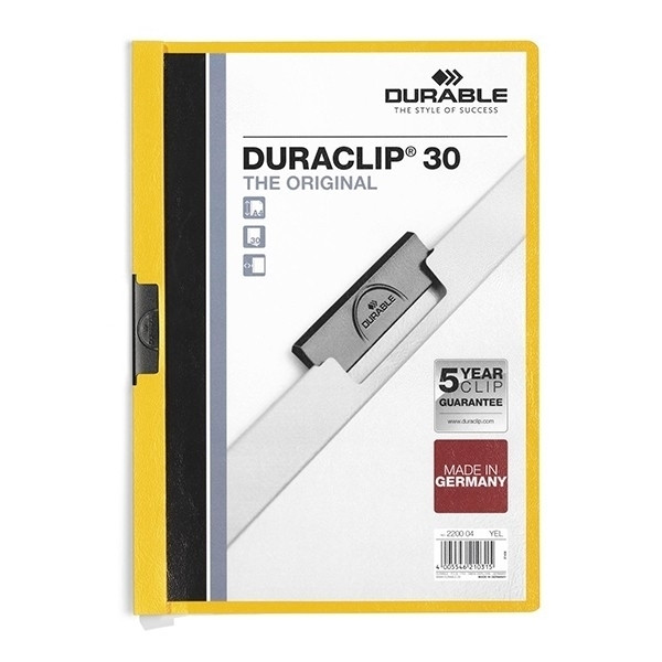 Klämmapp A4 | Durable Duraclip | gul | 30ark 310043 - 1