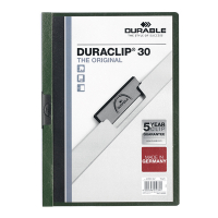 Klämmapp A4 | Durable Duraclip | mörkgrön | 30ark 310141