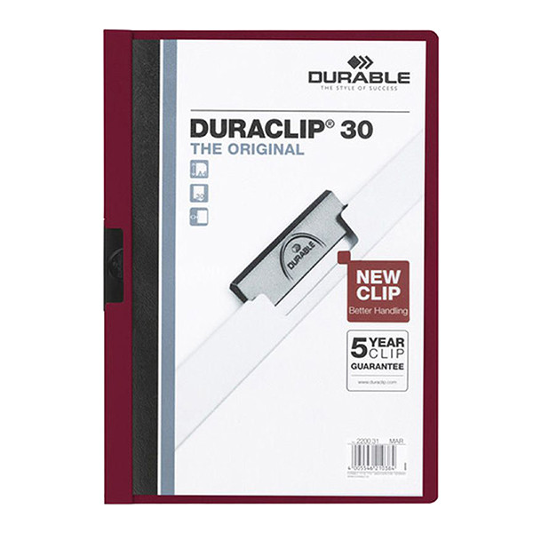 Durable Klämmapp A4 | Durable Duraclip | mörkröd 220031 310140 - 1