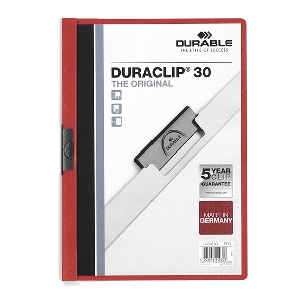 Klämmapp A4 | Durable Duraclip | röd | 30ark 310042 - 1