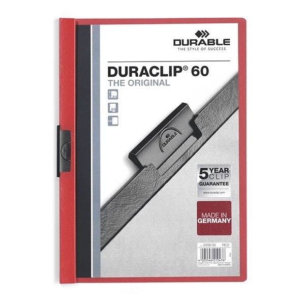 Klämmapp A4 | Durable Duraclip | röd | 60ark 310047 - 1