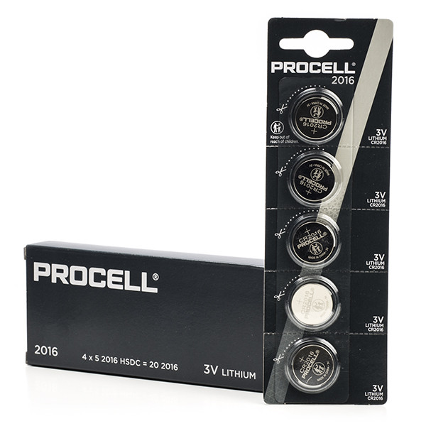 Duracell Procell CR2016 Lithium knappcellsbatteri | 5-pack 208-202 208-204 208-206 BR2016 BR2016-1W ADU00220 - 1