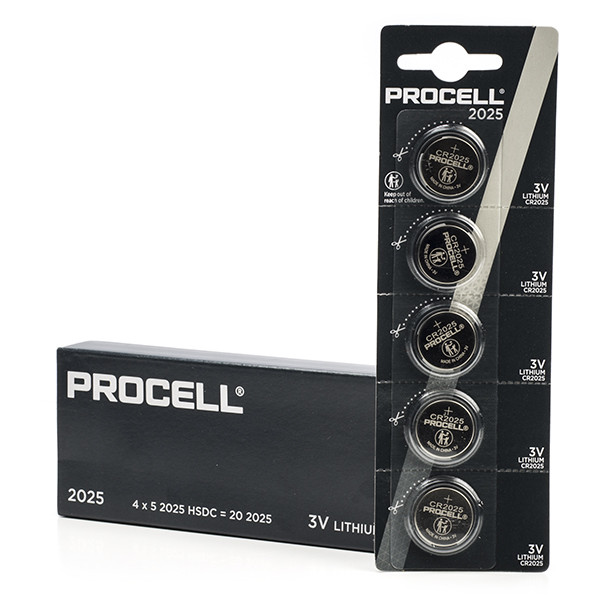 Duracell Procell CR2025 Lithium knappcellsbatteri | 5-pack 208-205 5003LC BR2025 BR2025-1W CR2025 ADU00218 - 1