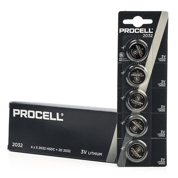 Duracell Procell CR2032 Lithium knappcellsbatteri | 5-pack 5004LC BR2032 CD2032 CR2032 CR2032H ADU00219 - 1