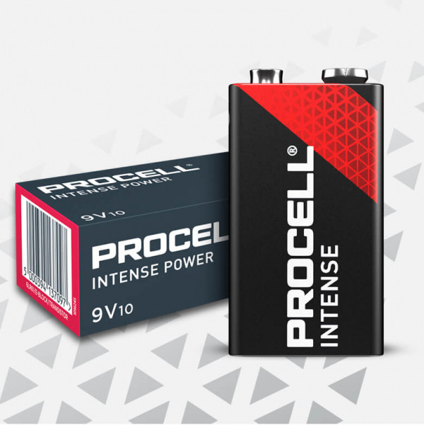 Duracell Procell Intense 6LR61 9V E-block alkaliska batteri | 10-pack 006P 1604A 6LF22 6LF62 6LR61 ADU00204 - 1