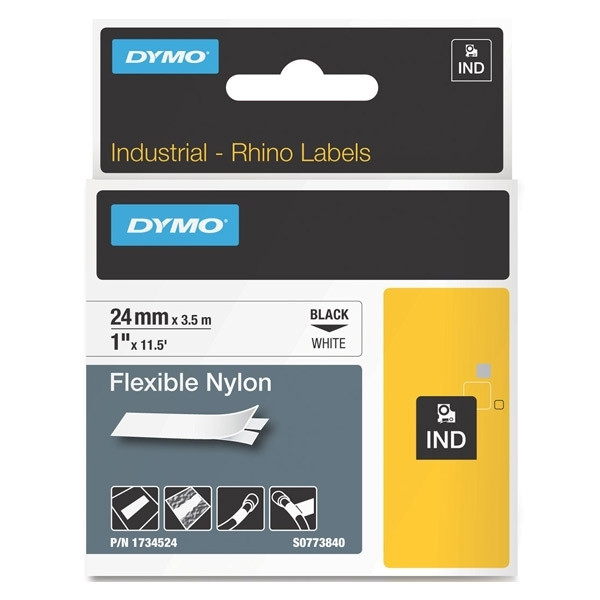[DP] Dymo 1734524 | IND Rhino | FlexiBle | svart text - vit tejp | 24mm (original) 088718 - 1