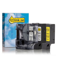 Dymo | IND Rhino | Heat Shrink | multipack | svart text - vit/gul tejp | 12mm (varumärket 123ink) 18053C 18054C 18443C 089243