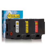 Dymo | IND Rhino | multipack | svart text - vit/röd/blå tejp | 24mm (varumärket 123ink) 1805429C 1805430C 1805431C 089240