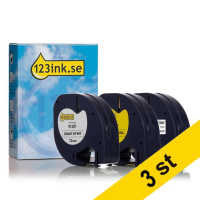 Dymo | LetraTAG | multipack | svart text - vit/transparent/gul tejp | 12mm (varumärket 123ink) | 9st S0721530C S0721610C S0721620C 089277