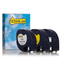 Dymo | LetraTAG | multipack | svart text - vit/transparent/gul tejp | 12mm (varumärket 123ink) S0721530C S0721610C S0721620C 089245