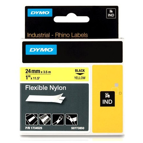 Dymo 1734525 | IND Rhino | FlexiBle | svart text - gul tejp | 24mm (original) 1734525 S0773850 088724 - 1