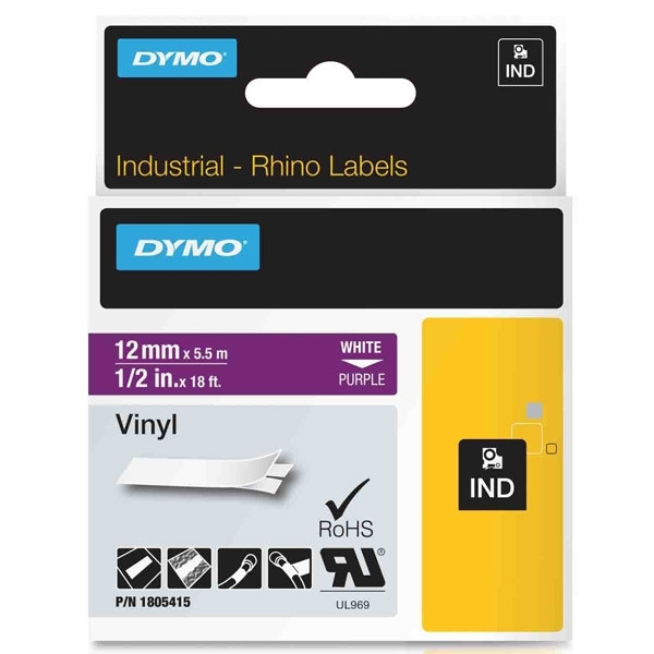 Dymo 1805415 | IND Rhino | vit text - lila tejp | 12mm (original) 1805415 088652 - 1