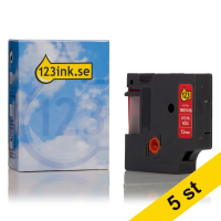 Dymo 1805416 | IND Rhino | vit text - röd tejp | 12mm (varumärket 123ink) | 5st 1805416C 650619