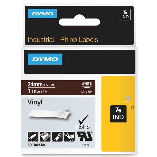 Dymo 1805424 | IND Rhino tejp | vit text - brun tejp | 24mm (original) 1805424 088662 - 1