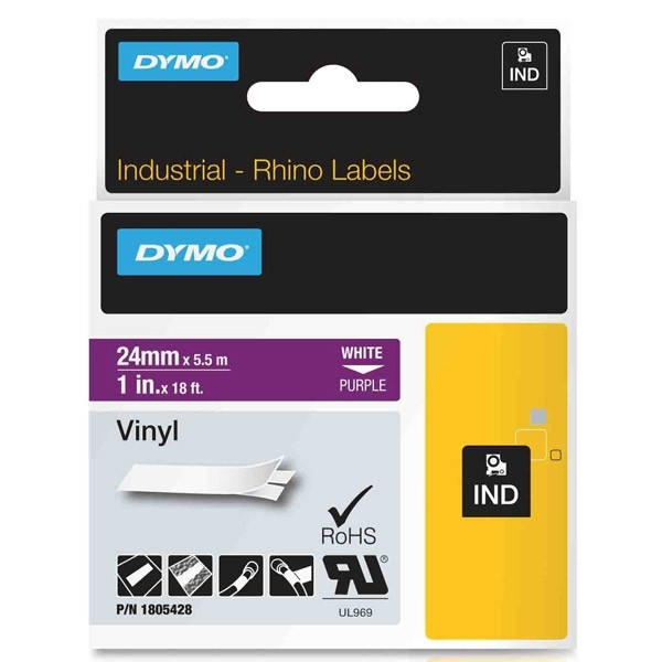 Dymo 1805428 | IND Rhino | vit text - lila tejp | 24mm (original) 1805428 088656 - 1