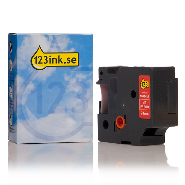 Dymo 1805429 | IND Rhino | vit text - röd tejp  | 24mm (varumärket 123ink) 1805429C 088631 - 1