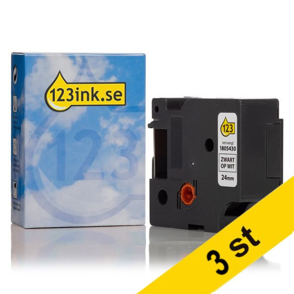 Dymo 1805430 | IND Rhino | svart text - vit tejp | 24mm (varumärket 123ink) | 3st 1805430C 089252 - 1