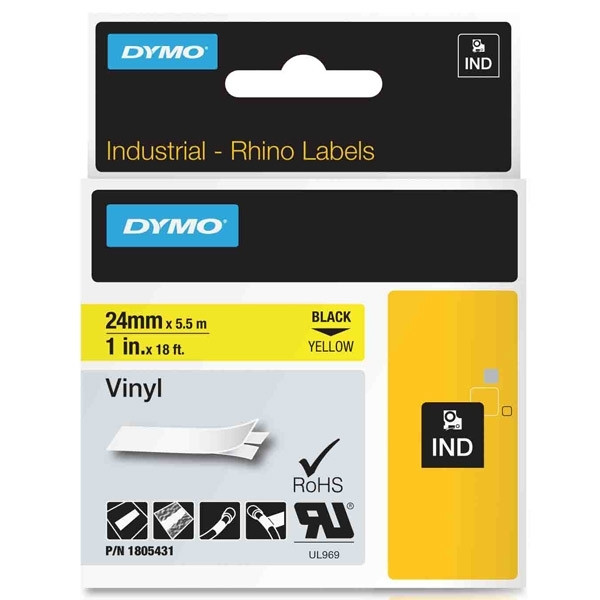 Dymo 1805431 | IND Rhino | svart text - gul tejp | 24mm (original) 1805431 088612 - 1