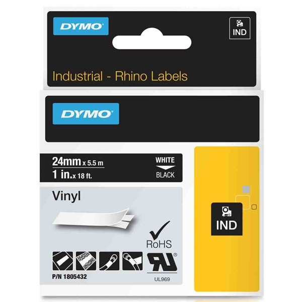 Dymo 1805432 | IND Rhino | vit text - svart tejp | 24mm (original) 1805432 088638 - 1