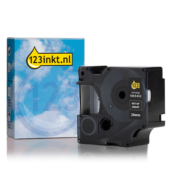 Dymo 1805432 | IND Rhino vinyltejp | vit text - svart tejp | 24mm (varumärket 123ink) 088639 - 1