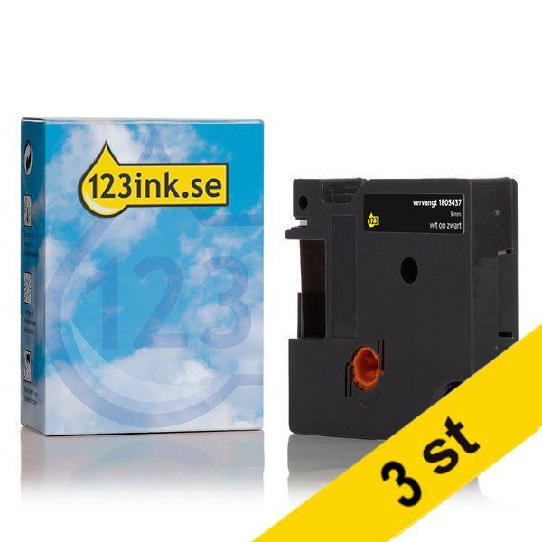 Dymo 1805437 | IND Rhino | vit text - svart tejp | 9mm (varumärket 123ink) | 3st 1805437C 088323 - 1