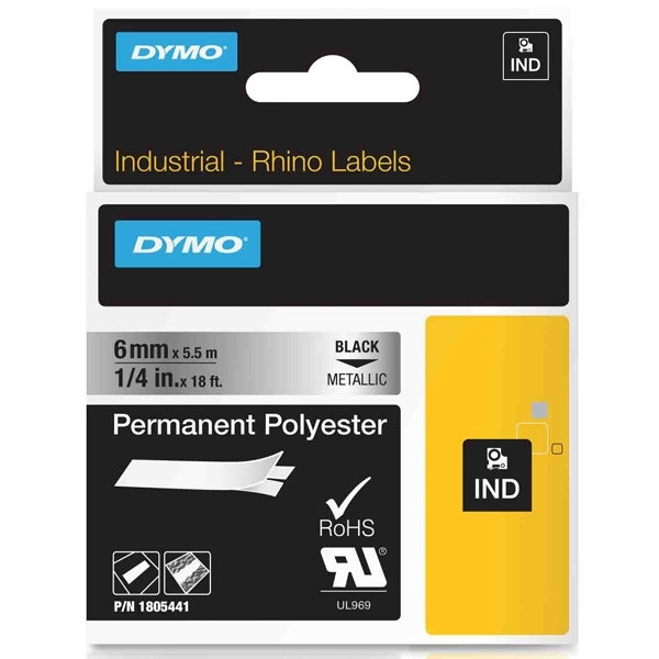 Dymo 1805441 | IND Rhino | svart text - metallic tejp | 6mm (original) 1805441 088684 - 1