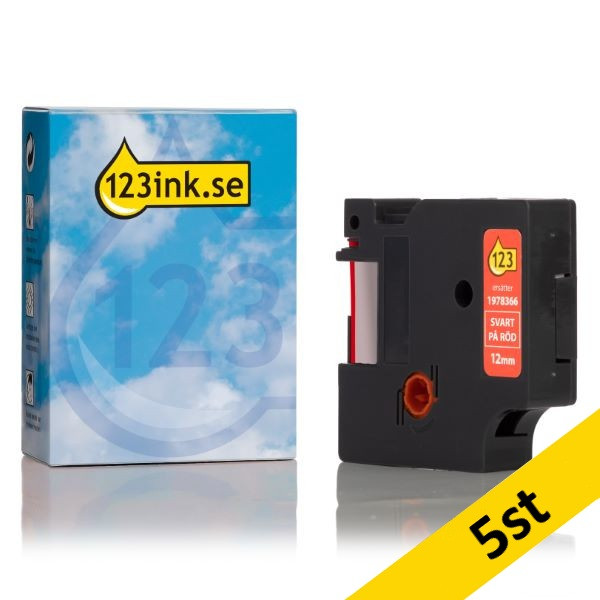 Dymo 1978366 | tejp | vit text - röd tejp | 12mm (varumärket 123ink) | 5st 650871 - 1