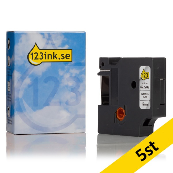 Dymo 622289 | IND Rhino | svart text - transparent tejp | 12mm (varumärket 123ink) | 5st 650867 - 1