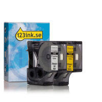 Dymo D1 | multipack | svart text - vit/gul tejp | 12mm (varumärket 123ink)​​​​​​​ 18488C 18490C 089231