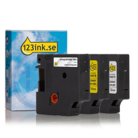 Dymo D1 | multipack | svart text - vit/transparent/gul tejp | 12mm (varumärket 123ink)​​​​​​​ S0720500C S0720530C S0720580C 089225