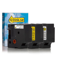 Dymo D1 | multipack | svart text - vit/transparent/gul tejp | 24mm (varumärket 123ink)​​​​​​​ S0720920C S0720930C S0720980C 089227
